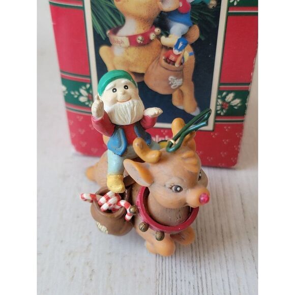 Enesco Rudolph 1991 red nosed reindeer ornament Xmas - Picture 1 of 6